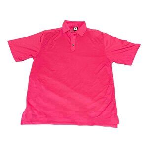 FootJoy Polo Shirt Mens Medium Pink Striped Golf Performance Lightweight